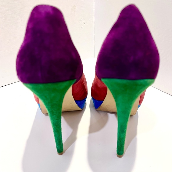 Charles David Velvet Multi-colored Heel Pumps. Size 8.5 EUC - Picture 7 of 8